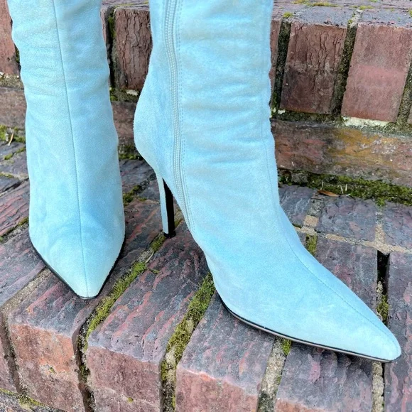 Vintage Blue Suede Boots Size 7 - Picture 2 of 16